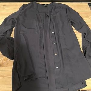 H&M button down black polyester shirt Size 2
